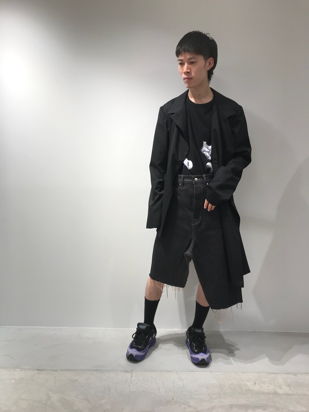 【関税込】Rick Owens リックオウエンス DRKSHDW デニムスカート Rick Owens DRKSHDW Distressed Denim Skirt | ブルー | FARFETCH JP