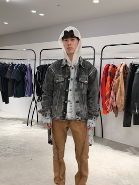 「JOHN LAWRENCE SULLIVAN（ジョンローレンスサリバン）のアイテム（デニムジャケット）」を使った、Muraiさん（メンズ・173cm）の春コーディネート