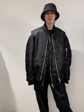 「KIJIMA TAKAYUKI」｜「アイテム（MA-1）」を使った、Muraiさん（メンズ・173cm）の夏コーディネート