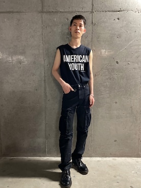 「AVALONE（アヴァロン）のアイテム」を使った、Muraiさん（メンズ・173cm）の春コーディネート