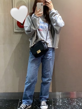 「chocomee（チョコミー）のアイテム（スウェット）」を使った、uuuuka:)さん（レディース・153cm）の春コーディネート
