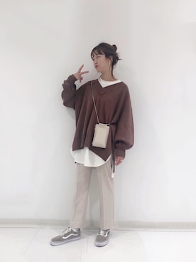 「JEANASIS（ジーナシス）のシャツテイルBIGロンT/826709（Tシャツ/カットソー）」を使った、saaya  ☺︎さん（レディース・166cm）の秋コーディネート