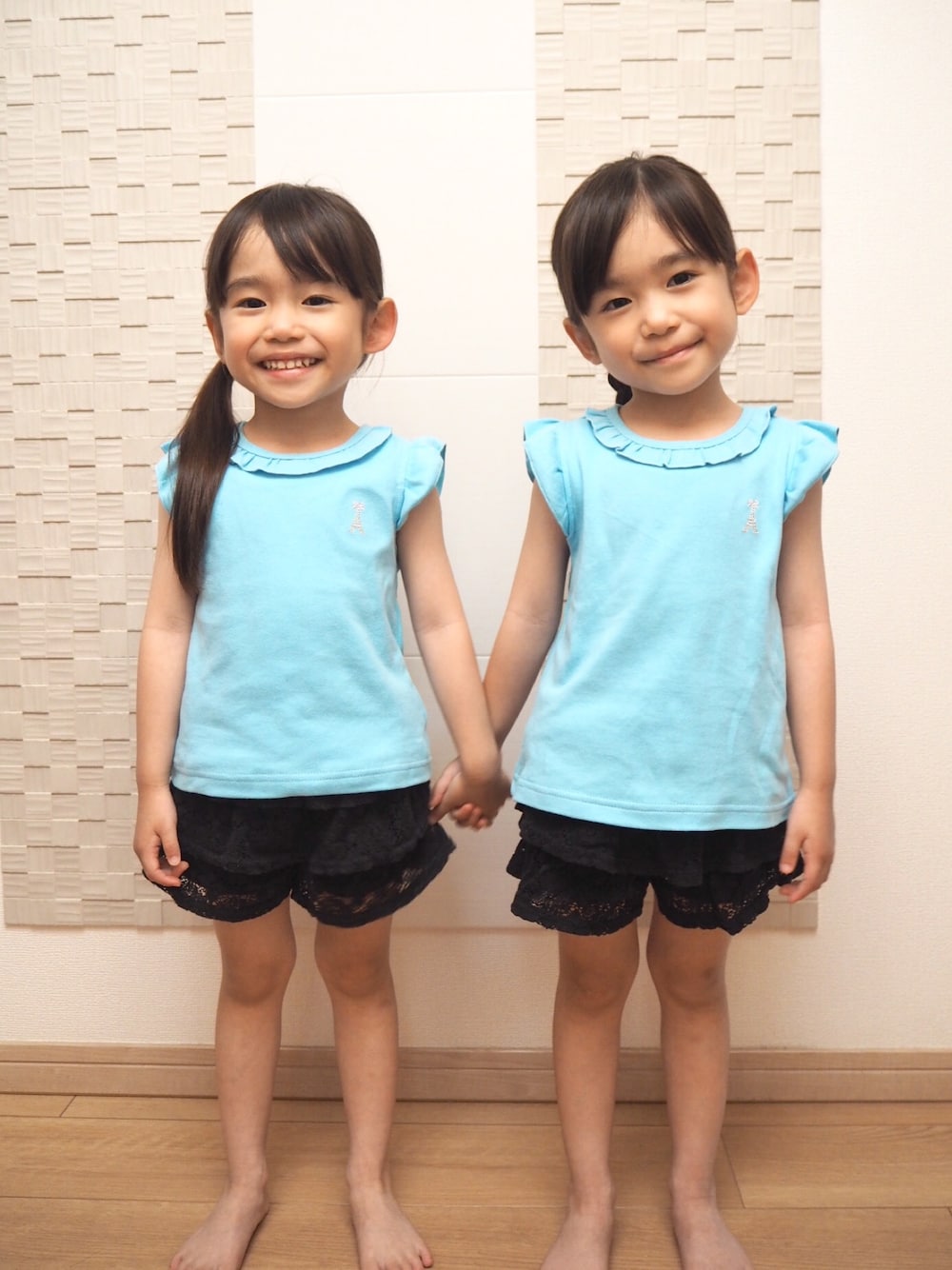 「ﾏｻﾞｳｪｲｽﾞ、マザウェイズキッズモデル、双子、夏コーデ、プチプラ」｜「motherwaysのアイテム（Tシャツ/カットソー、ブルー系）」を使った、ゆーこさん（キッズ・100cm）の春コーディネートの1枚目の写真