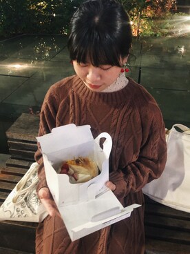 「MONKI（モンキ）のアイテム（トートバッグ）」を使った、kerissssyさん（レディース・156cm）の冬コーディネート