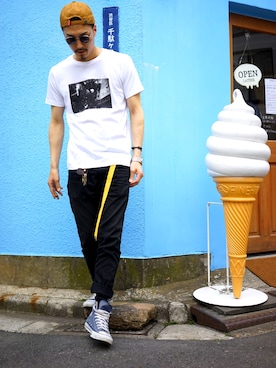 「Subciety（サブサエティ）のアイテム（アクセサリー）」を使った、INABAさん（メンズ・178cm）の春コーディネート