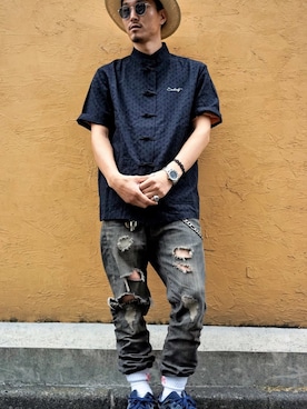 「Subciety（サブサエティ）のアイテム（アクセサリー）」を使った、INABAさん（メンズ・178cm）の夏コーディネート