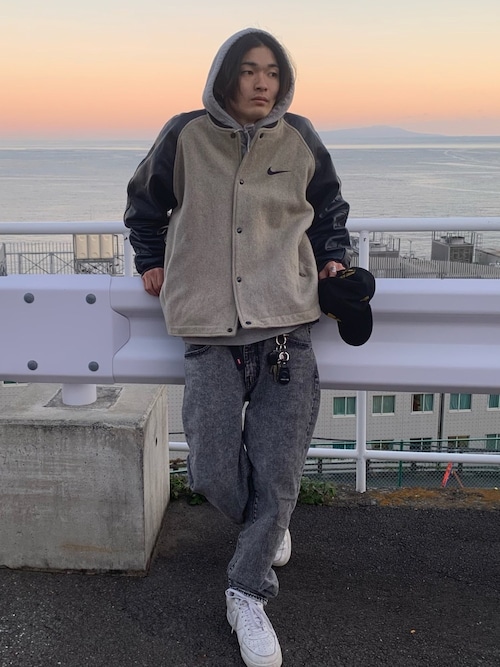 【NIKE】ナイキ 袖レザー スタジャン リブライン ウール ジャケット 古着 NIKE】ナイキ 袖レザー スタジャン リブライン ウール