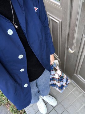 「DANTON（ダントン）のアイテム（ナイロンジャケット）」を使った、lovely green heartさん（レディース・153cm）の秋コーディネート