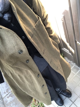「BEAMS BOY（ビームスボーイ）のアイテム（ノーカラーコート）」を使った、lovely green heartさん（レディース・153cm）の秋コーディネート