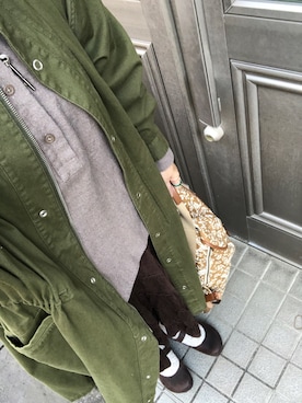 「KBF（ケイビーエフ）のアイテム（ノーカラーコート）」を使った、lovely green heartさん（レディース・153cm）の冬コーディネート
