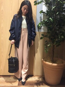 「VENCEEXCHANGE（ヴァンスエクスチェンジ）のアイテム（ブルゾン）」を使った、kazuhaさん（レディース・150cm）の春コーディネート