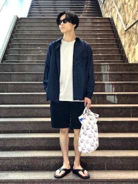 「アイテム（トートバッグ、その他）」を使った、MIWAさん（メンズ・181cm）の夏コーディネート