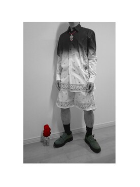 「GIVENCHY（ジバンシイ）の2009ss グラデーションペイズリーシャツ（シャツ/ブラウス、ホワイト系）」を使った、Hajime_Fujimotoさん（メンズ）の春コーディネート