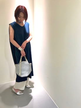 「TOFF&LOADSTONE（トフアンドロードストーン）のアイテム（かごバッグ）」を使った、mipakiさん（レディース・170cm）の夏コーディネート