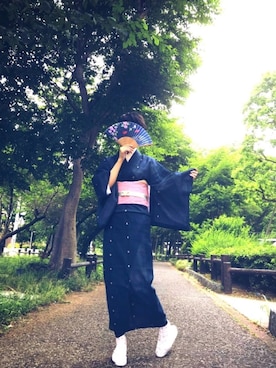 「KIMONO MODERN（キモノモダン）のアイテム」を使った、ほーきち時々おかんさん（レディース・163cm）の夏コーディネート