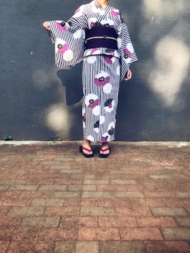 「KIMONO MODERN（キモノモダン）のアイテム」を使った、ほーきち時々おかんさん（レディース・163cm）の夏コーディネート