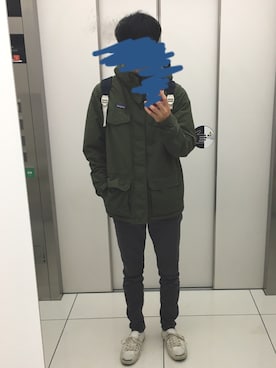 「H&M（エイチ・アンド・エム）のアイテム（その他パンツ）」を使った、ぽぽぽさん（メンズ・173cm）の冬コーディネート