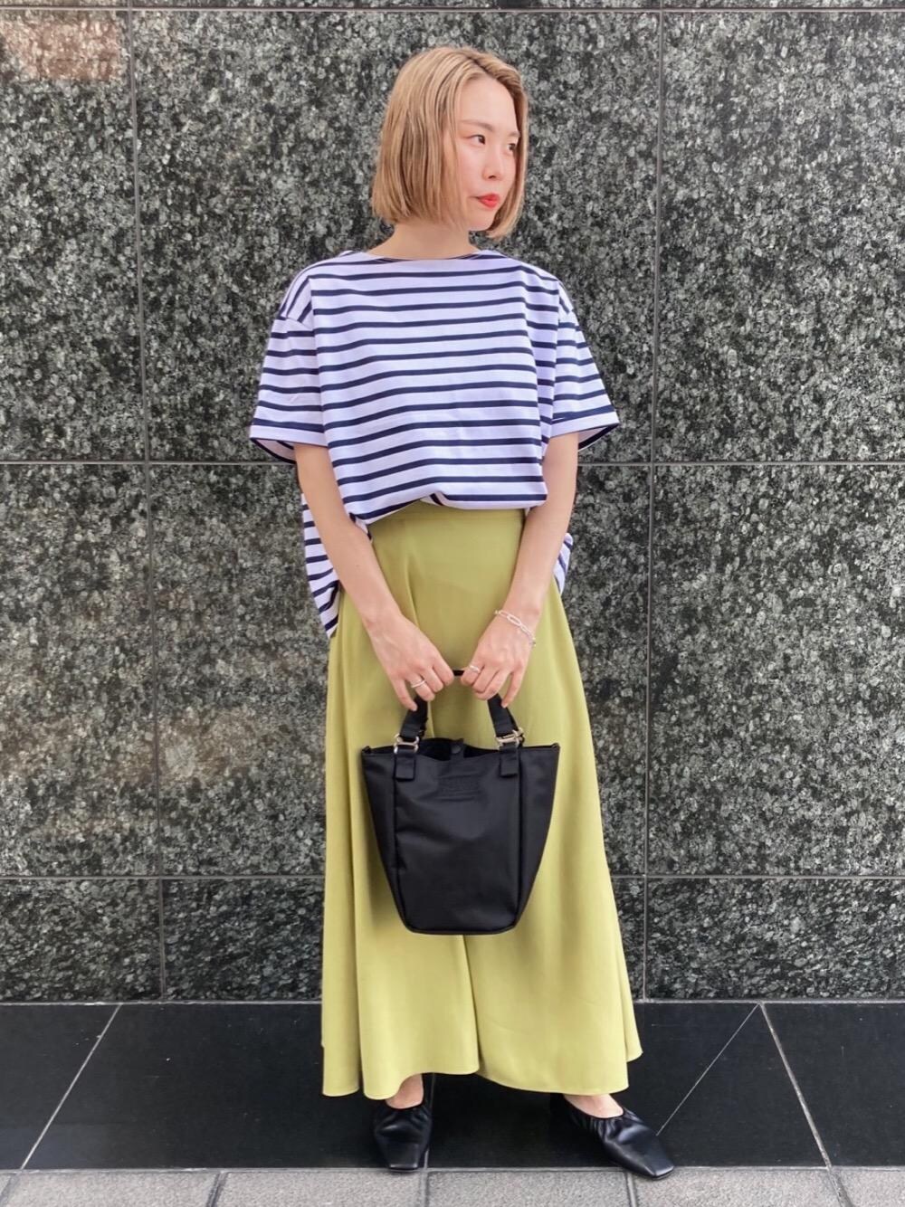 「カットソー、Tシャツ、casual、くすみカラー、under165」｜「green label relaxingのSC テンジク ボートネック オーバー プルオーバー カットソー（Tシャツ/カットソー、その他）」を使った、yamazakiさん（レディース・162cm）の夏コーディネートの1枚目の写真