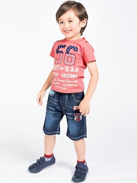 「アイテム（デニムパンツ）」を使った、マザウェイズさん（キッズ・90cm）の夏コーディネート