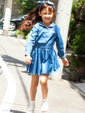 「インディゴデニム」｜マザウェイズさん（キッズ・120cm）の夏コーディネート