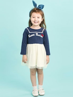 「ネイビー×ホワイト」｜マザウェイズさん（キッズ・90cm）の秋コーディネート