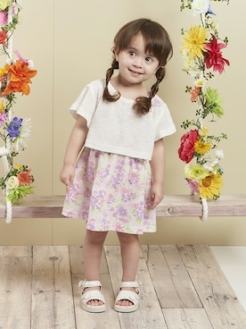 「アイテム（ワンピース/ドレス）」を使った、マザウェイズさん（キッズ・90cm）の春コーディネート