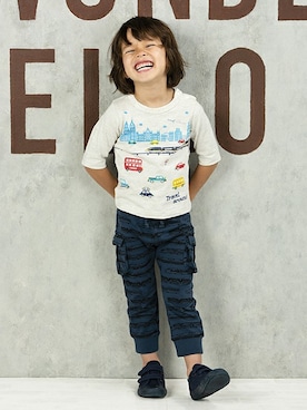 「7分袖Ｔシャツ」｜マザウェイズさん（キッズ・90cm）の夏コーディネート