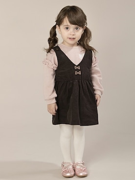 「アイテム（ジャンパースカート）」を使った、マザウェイズさん（キッズ・90cm）の秋コーディネート