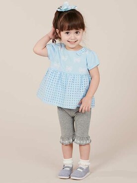 「アイテム（レギンス/スパッツ）」を使った、マザウェイズさん（キッズ・90cm）の春コーディネート