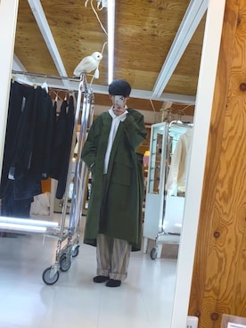 「UNUSED」｜「アイテム（ミリタリージャケット）」を使った、んけこさん（メンズ・174cm）の冬コーディネート
