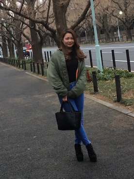 「Alpha Industries（アルファインダストリーズ）のアイテム（MA-1）」を使った、まいきゃんさん（レディース・161cm）の春コーディネート
