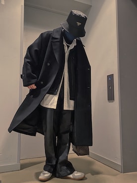 「Confirm（コンファーム）のアイテム（セットアップ）」を使った、心亜さん（メンズ・170cm）の冬コーディネート