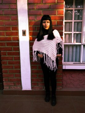 「VINTAGE（ヴィンテージ）のアイテム（ポンチョ）」を使った、Chichi Beebsさん（レディース・157cm）の夏コーディネート