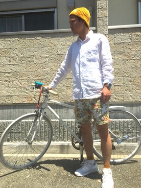 「H&M DIVIDED（エイチアンドエム　ディヴァイデッド）のアイテム（スラックス）」を使った、かづきさん（メンズ・173cm）の夏コーディネート