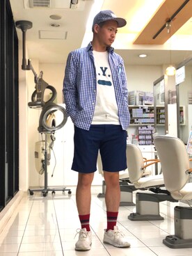 「H&M DIVIDED（エイチアンドエム　ディヴァイデッド）のアイテム（スラックス）」を使った、かづきさん（メンズ・173cm）の夏コーディネート