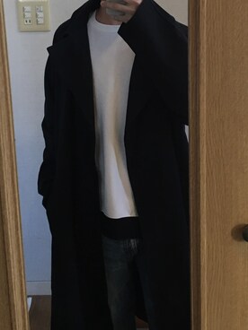 「INTER FACTORY（インターファクトリー）のWEARISTA tai × INTER FACTORY　パーツレスオーバーサイズトレンチコート（トレンチコート）」を使った、伊藤さん（メンズ・168cm）の秋コーディネート