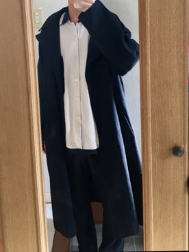 「INTER FACTORY（インターファクトリー）のWEARISTA tai × INTER FACTORY　パーツレスオーバーサイズトレンチコート（トレンチコート）」を使った、伊藤さん（メンズ・168cm）の秋コーディネート
