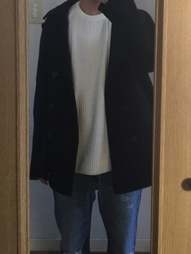 「BACK NUMBER（バックナンバー）のアイテム（ピーコート）」を使った、伊藤さん（メンズ・168cm）の冬コーディネート
