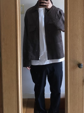 「WYM LIDNM（ウィム バイ リドム）のMILANO RIB HEAVY WEIGHT PO KNIT（ニット/セーター）」を使った、伊藤さん（メンズ・168cm）の秋コーディネート