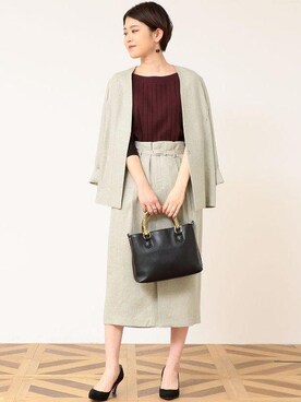 「green label relaxing（グリーンレーベルリラクシング）の◆FM リネンライク トリアセP ベルト タイトスカート ◆（スカート）」を使った、inafuku10102さん（レディース・158cm）の春コーディネート