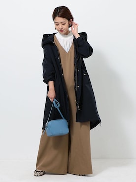「アイテム（つなぎ/オールインワン、ベージュ系）」を使った、inafuku10102さん（レディース・158cm）の秋コーディネート