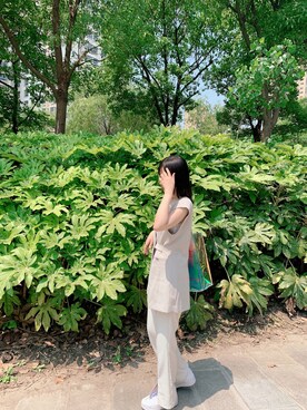 「日系极简」｜「アイテム（スーツジャケット）」を使った、babysmile778さん（レディース・155cm）の夏コーディネート