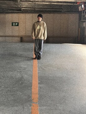 「スエット」｜「アイテム（ニットキャップ/ビーニー）」を使った、TAKAHIROINOUEさん（メンズ・170cm）の春コーディネート
