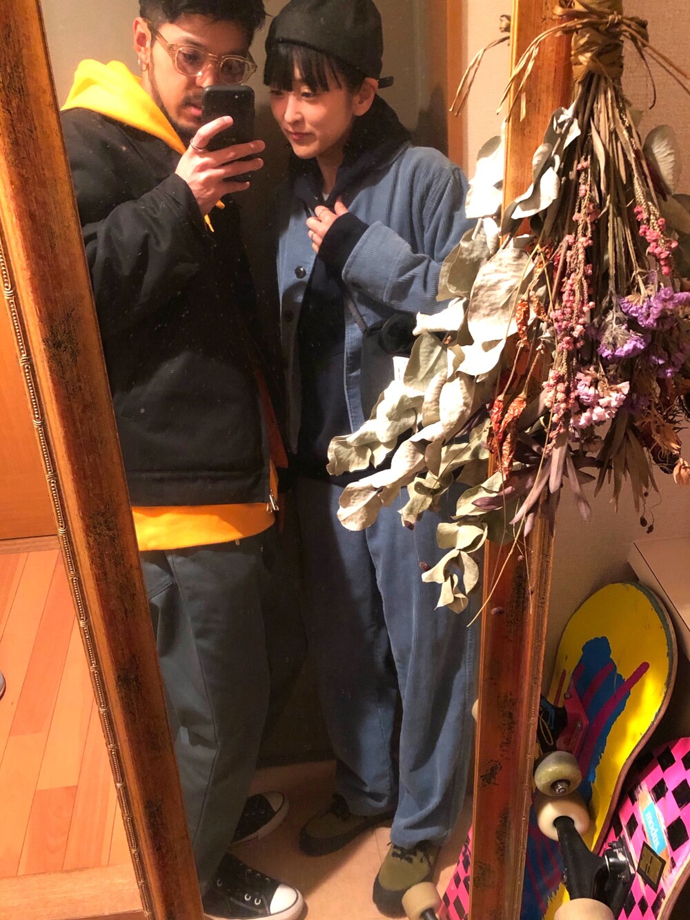 「冬、セットアップ、ストリート、スケボー、PAR ICI、polarskateco、cons、COOTIE、VANS、Dickies」｜「PAR ICIのコーデュロイ 丸衿ジャケット(セットアップ対応)（カバーオール、ブルー系）」を使った、$owさん（メンズ・175cm）の冬コーディネートの1枚目の写真