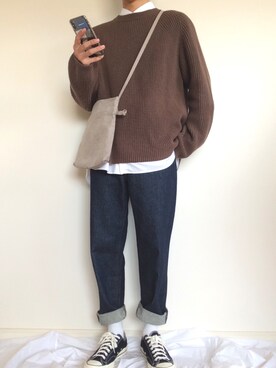 ãLIDNMïŒãªãã ïŒã®WHOLEGARMENT AZE KNIT/BWNïŒããã/ã»ãŒã¿ãŒããã©ãŠã³ç³»ïŒãã䜿ã£ãããããðããïŒã¡ã³ãºã»173cmïŒã®æ¥ã³ãŒãã£ããŒã