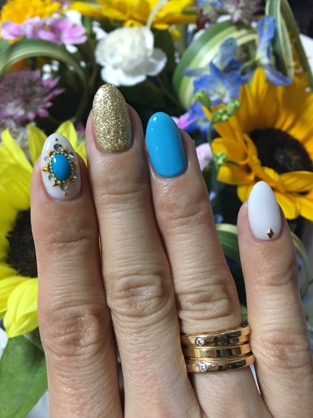 「夏カラー、ネイル」｜「NAILSのアイテム（その他、ブルー系）」を使った、isopppyさん（レディース・158cm）の夏コーディネートの1枚目の写真