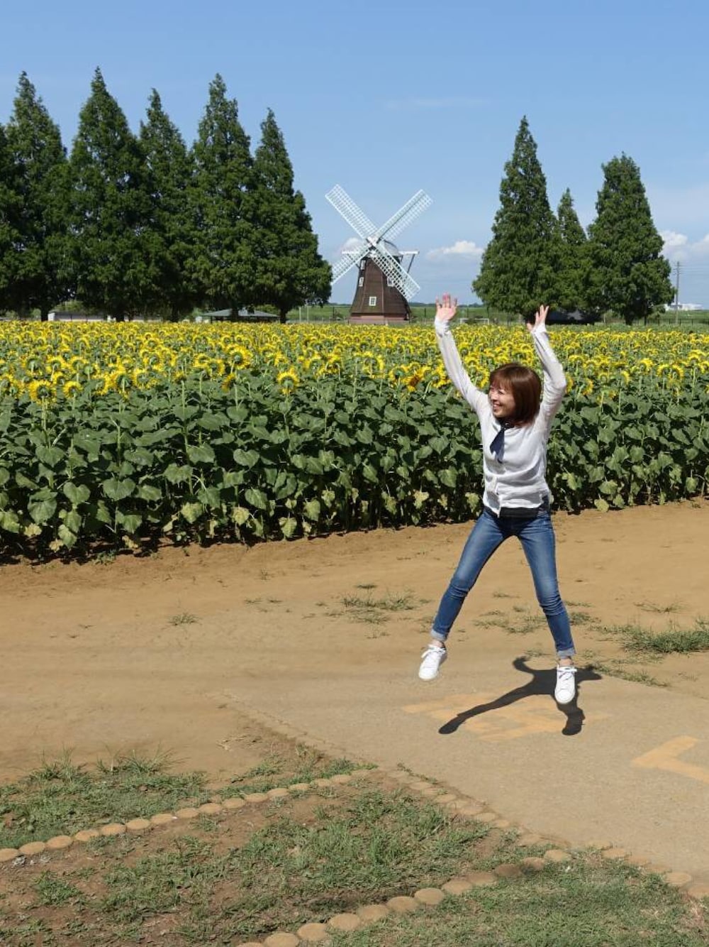 「夏、ひまわり畑、しろくまのきもち」｜「adidasの【adidas】STAN SMITH（スニーカー、グリーン系）」を使った、isopppyさん（レディース・160cm）の夏コーディネートの1枚目の写真