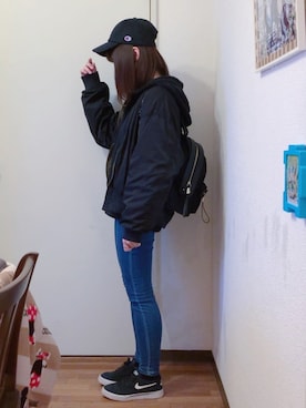 「アイテム（MA-1）」を使った、あやらてさん（レディース・151cm・20代）の春コーディネート