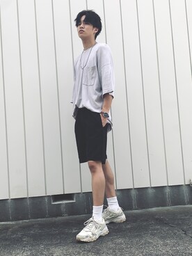 ネックレスを使った 半袖短パン のメンズ人気ファッションコーディネート Wear