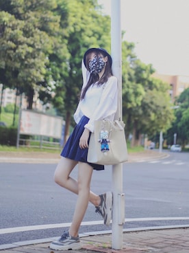 「アイテム（おもちゃ、ブルー系）」を使った、dadaさん（レディース・159cm）の夏コーディネート